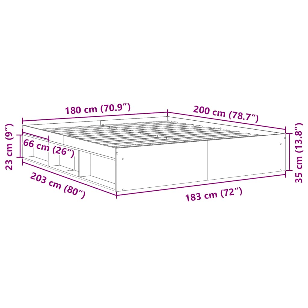 sengeramme 180x200 cm sonoma-eg