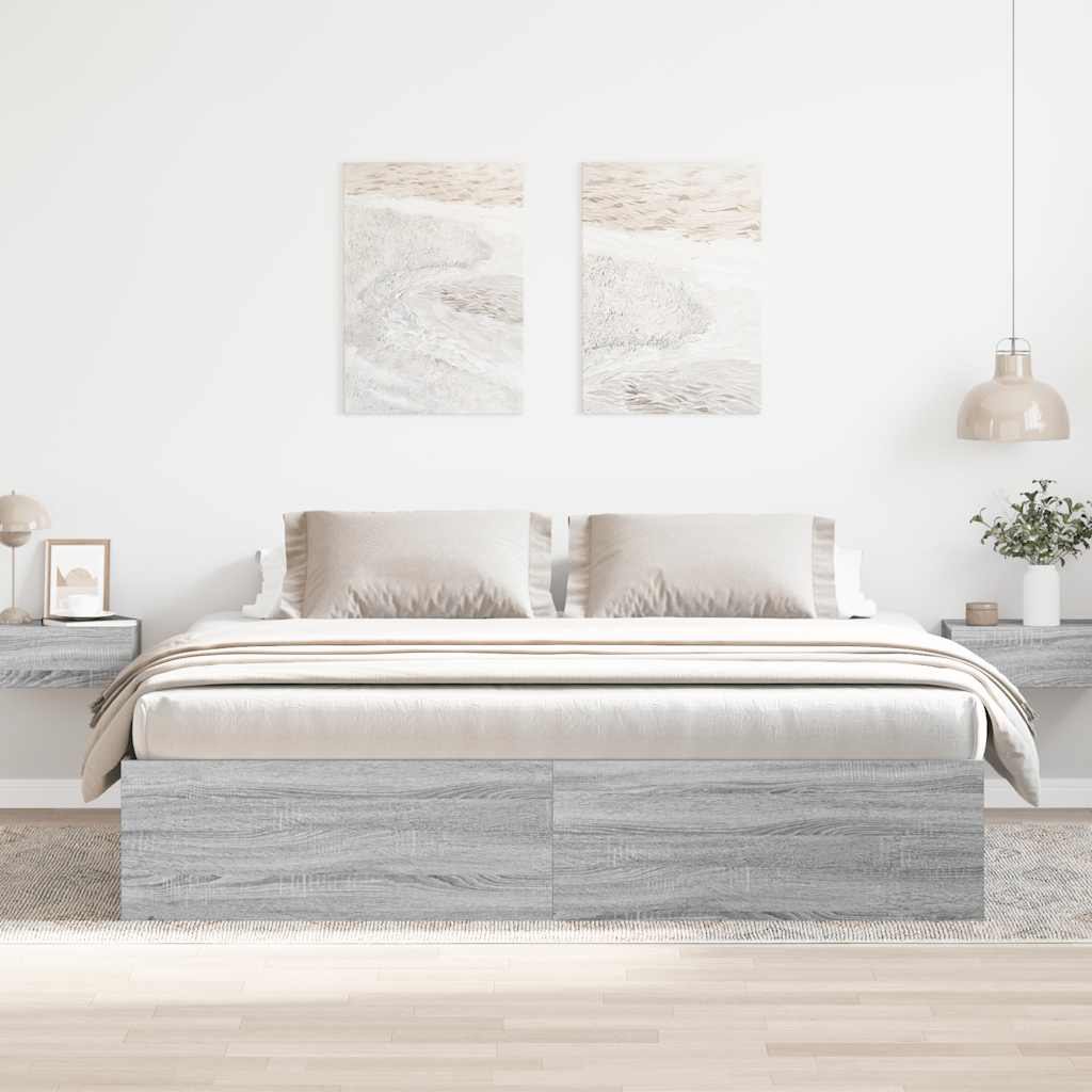 sengeramme 180x200 cm grå sonoma-eg