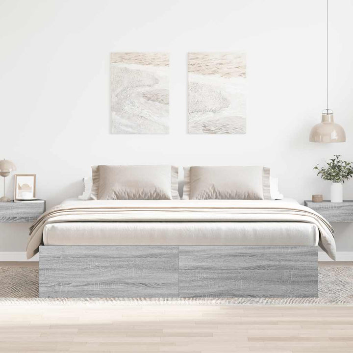 sengeramme 180x200 cm grå sonoma-eg