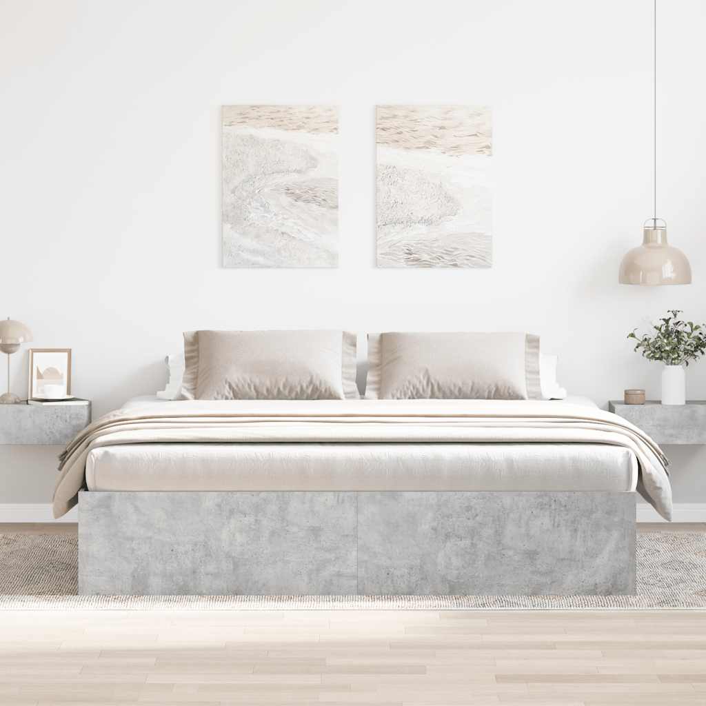 sengeramme 200x200 cm betongrå