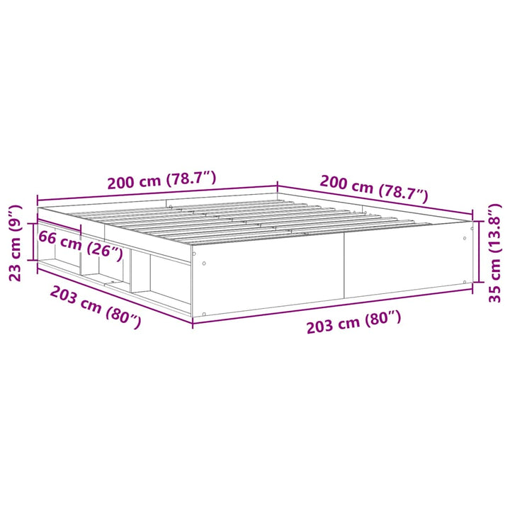 sengeramme 200x200 cm betongrå
