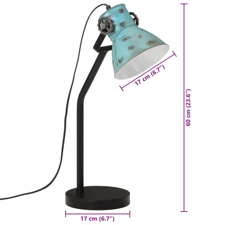 skrivebordslampe 25 W 17x17x60 cm E27 rustik blå