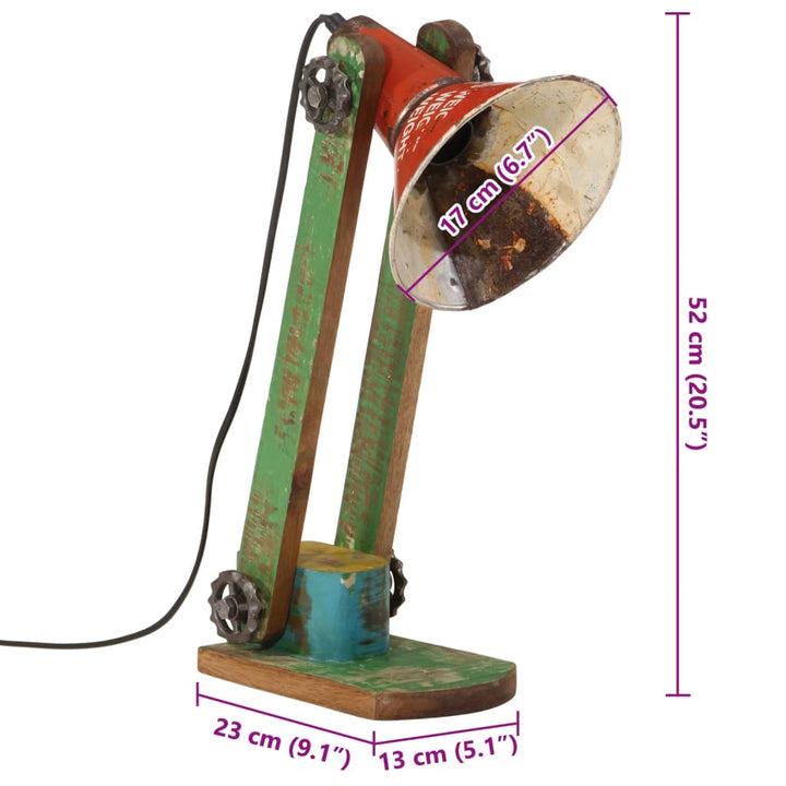 skrivebordslampe 25 W 23x13x52 cm E27 flerfarvet