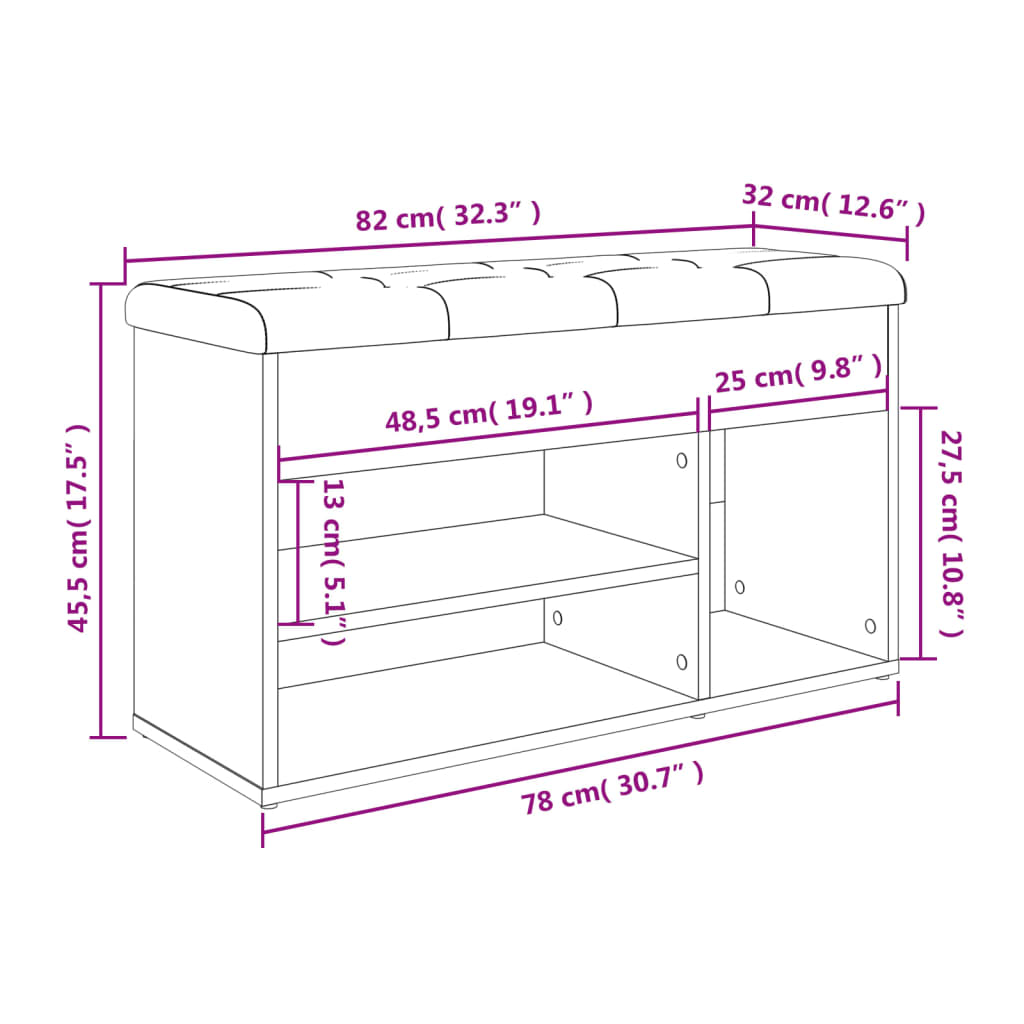 skobænk hvid 82x32x45,5 cm konstrueret træ
