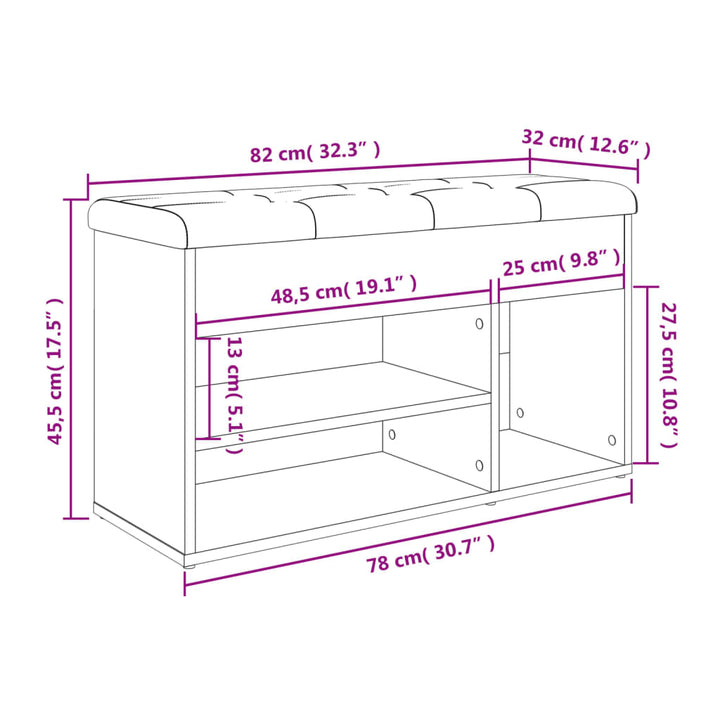 skobænk hvid 82x32x45,5 cm konstrueret træ