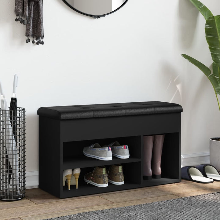 skobænk 82x32x45,5 cm konstrueret træ sort