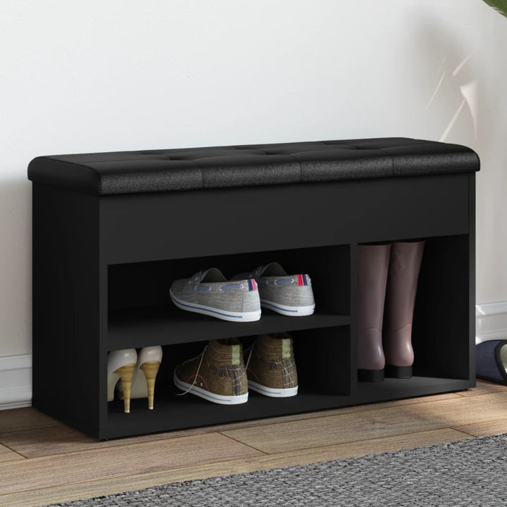 skobænk 82x32x45,5 cm konstrueret træ sort