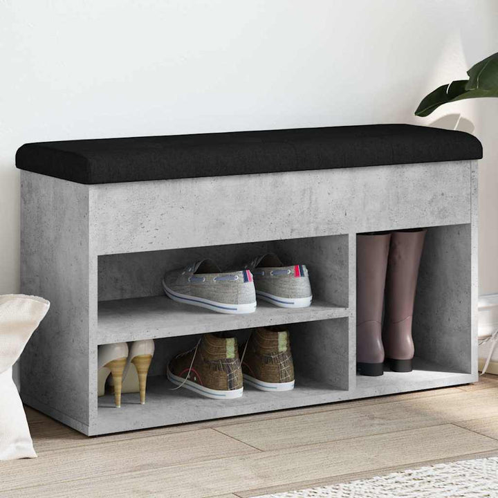 skobænk 82x32x45,5 cm konstrueret træ betongrå