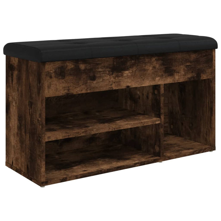 skobænk 82x32x45,5 cm konstrueret træ røget egetræsfarve