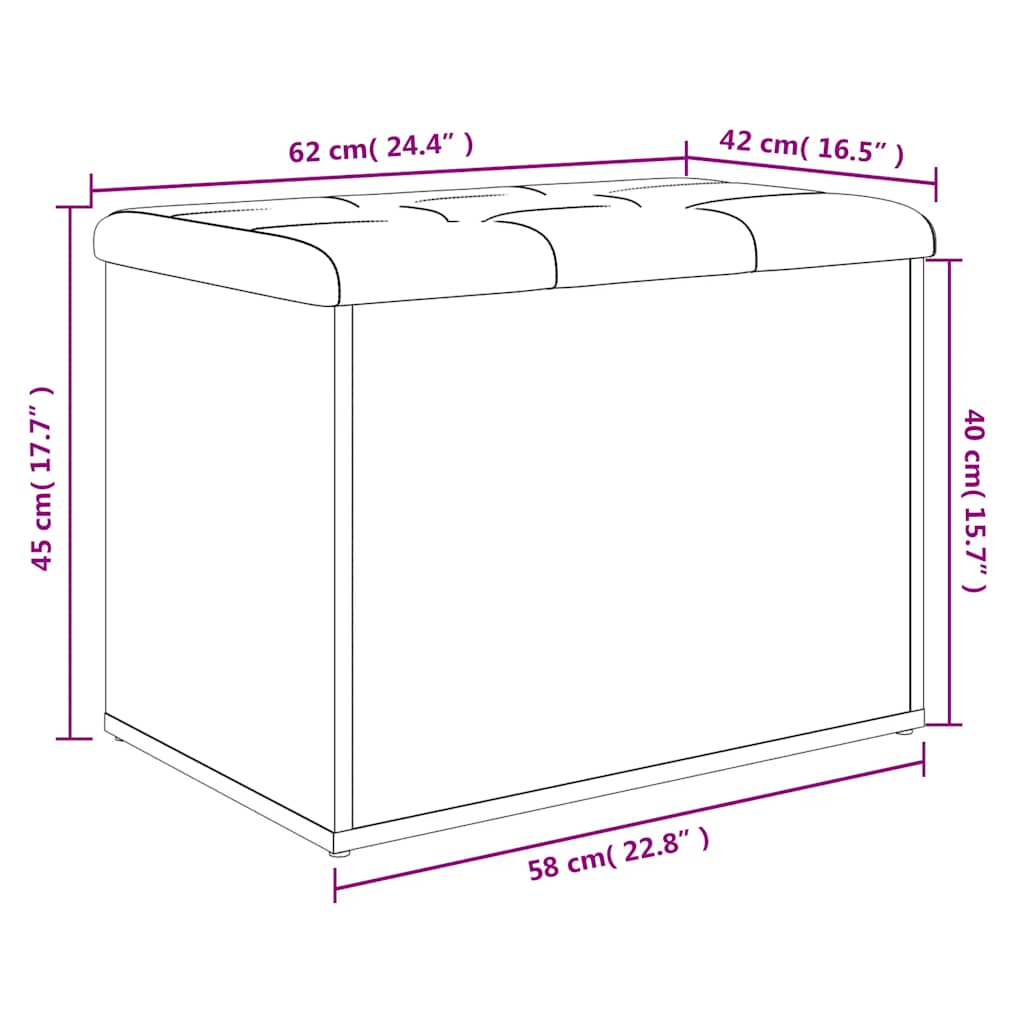 opbevaringsbænk hvid 62x42x45 cm konstrueret træ