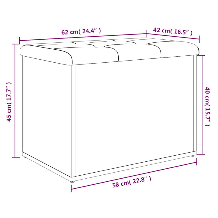 opbevaringsbænk Sonoma eg 62x42x45 cm konstrueret træ