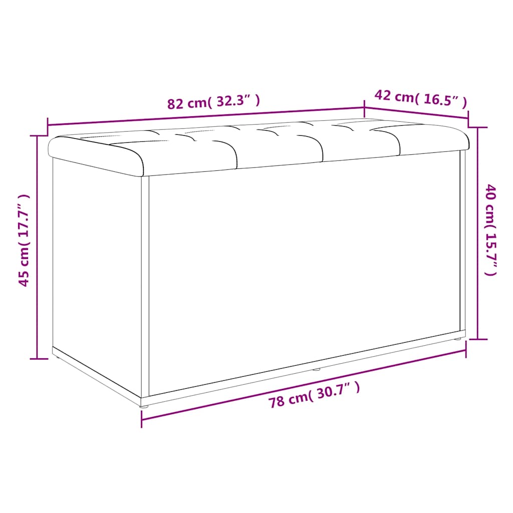 opbevaringsbænk Sonoma eg 82x42x45 cm konstrueret træ