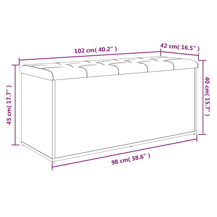 opbevaringsbænk hvid 102x42x45 cm konstrueret træ