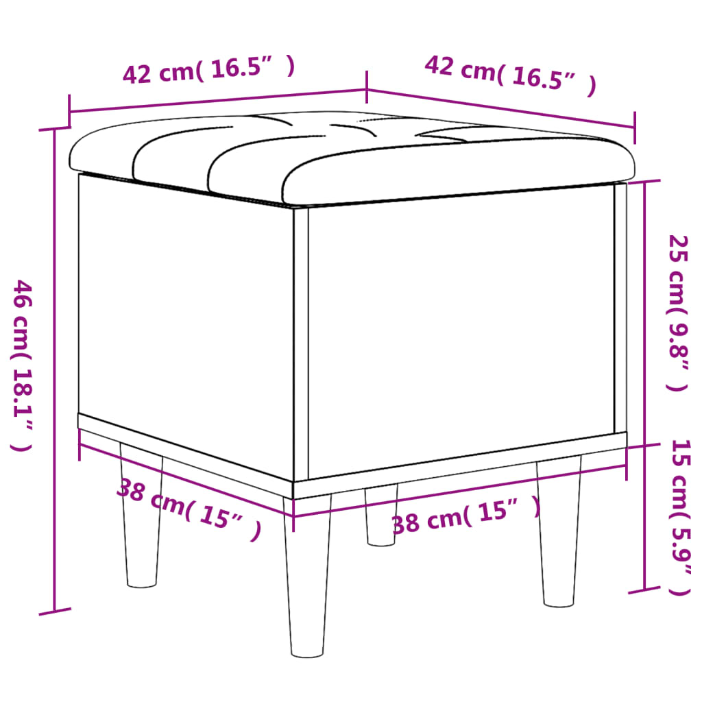 skobænk 42x42x46 cm konstrueret træ røget egetræsfarve