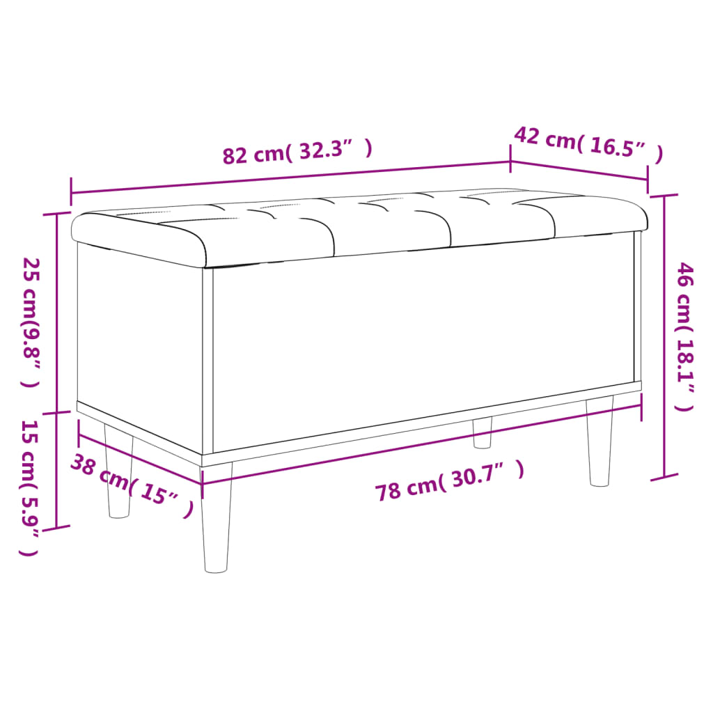 skobænk 82x42x46 cm konstrueret træ sonoma-eg