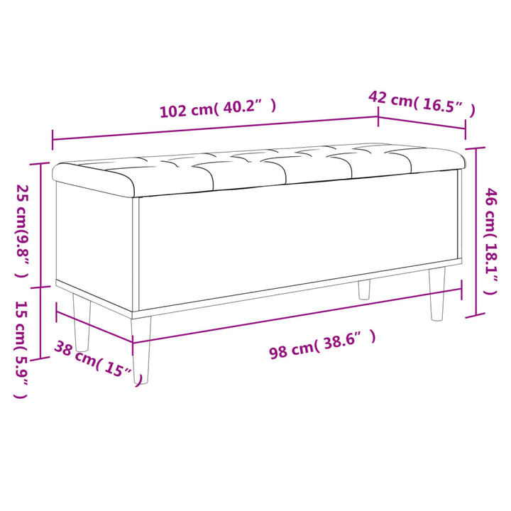 opbevaringsbænk 102x42x46 cm konstrueret træ betongrå