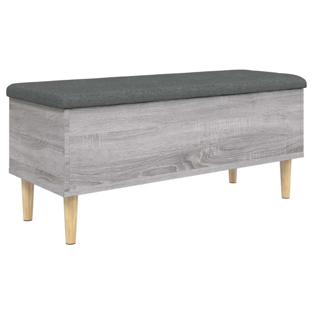 opbevaringsbænk 102x42x46 cm konstrueret træ grå sonoma-eg