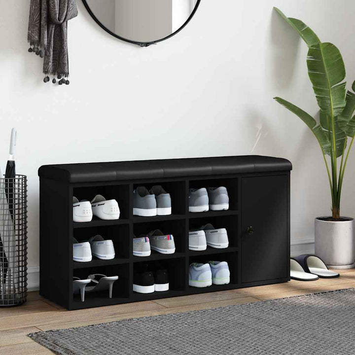 skobænk 102x32x50 cm konstrueret træ sort