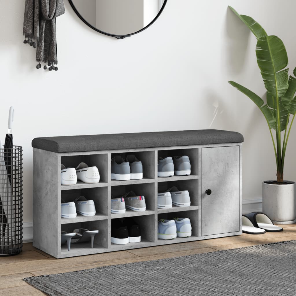 skobænk 102x32x50 cm konstrueret træ betongrå