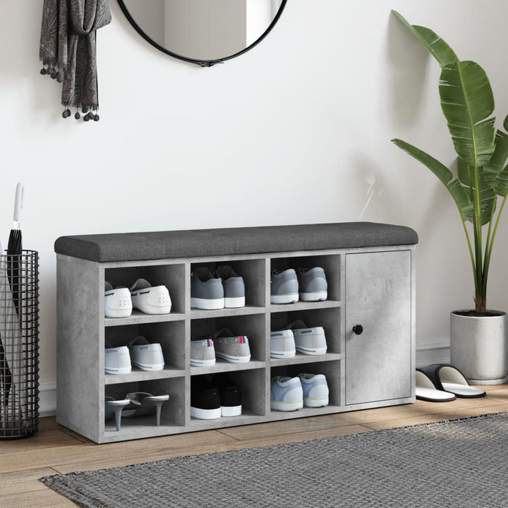 skobænk 102x32x50 cm konstrueret træ betongrå