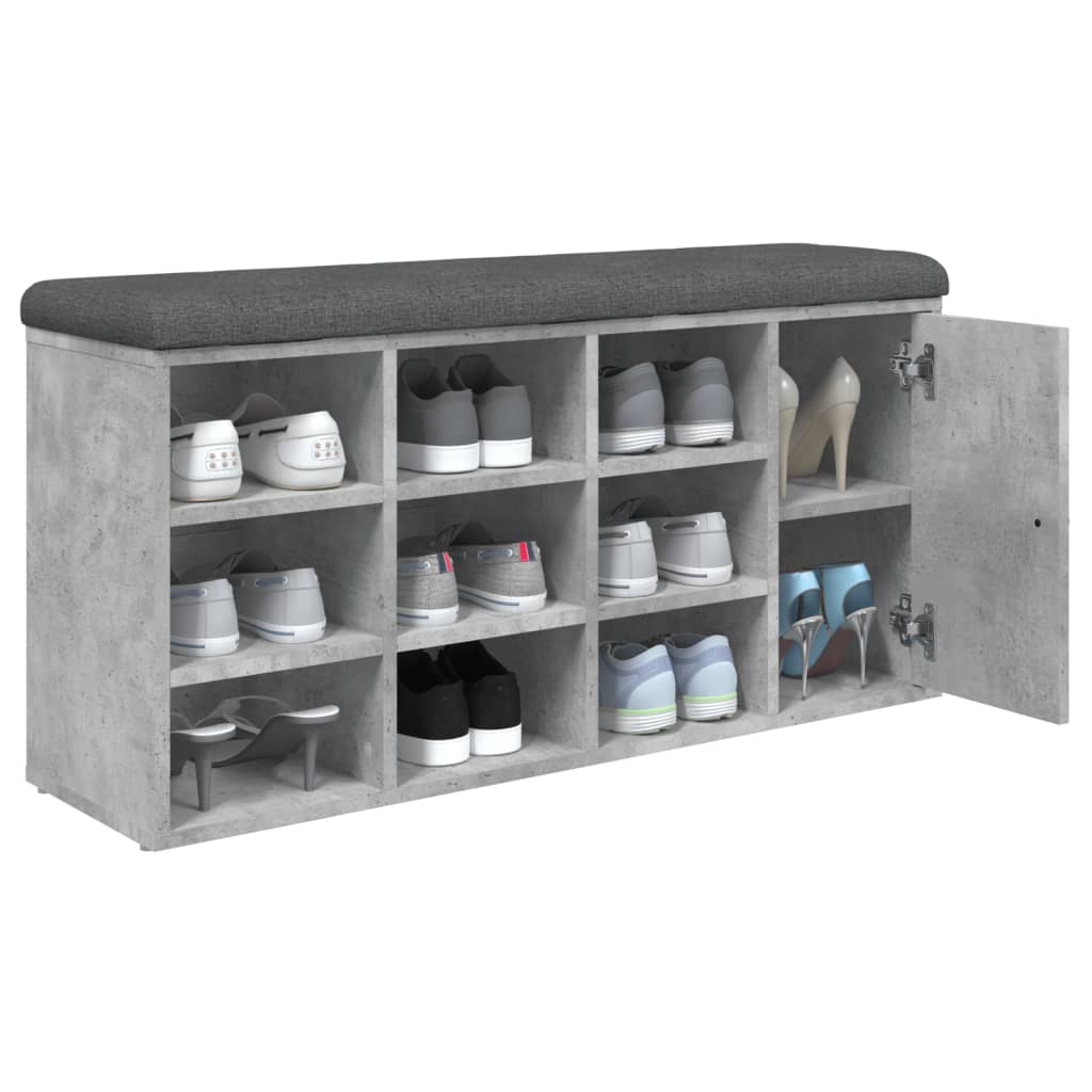 skobænk 102x32x50 cm konstrueret træ betongrå
