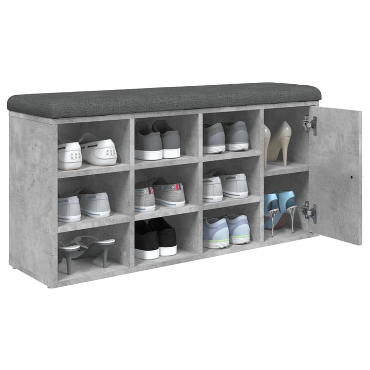 skobænk 102x32x50 cm konstrueret træ betongrå