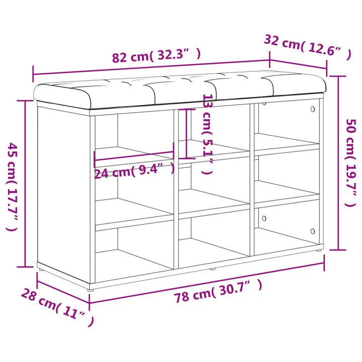 skobænk hvid 82x32x50 cm konstrueret træ