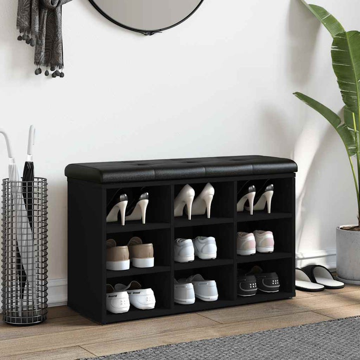 skobænk 82x32x50 cm konstrueret træ sort