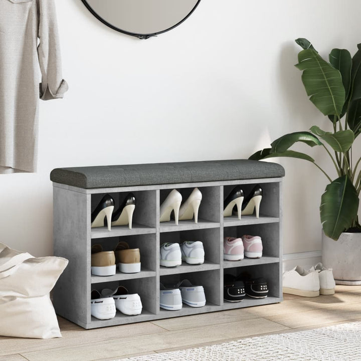skobænk 82x32x50 cm konstrueret træ betongrå