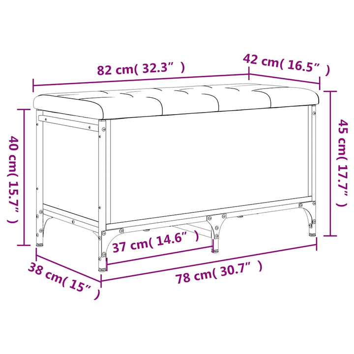 opbevaringsbænk 82x42x45 cm konstrueret træ sort
