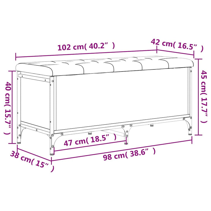 opbevaringsbænk 102x42x45 cm konstrueret træ sort