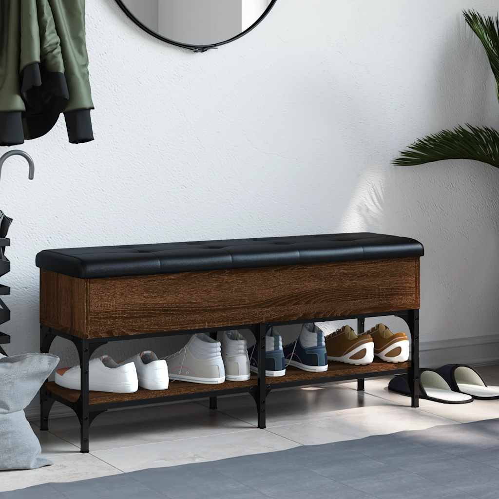 skobænk 102x32x45 cm konstrueret træ brun egetræsfarve