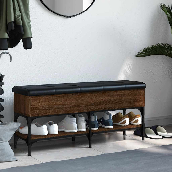 skobænk 102x32x45 cm konstrueret træ brun egetræsfarve
