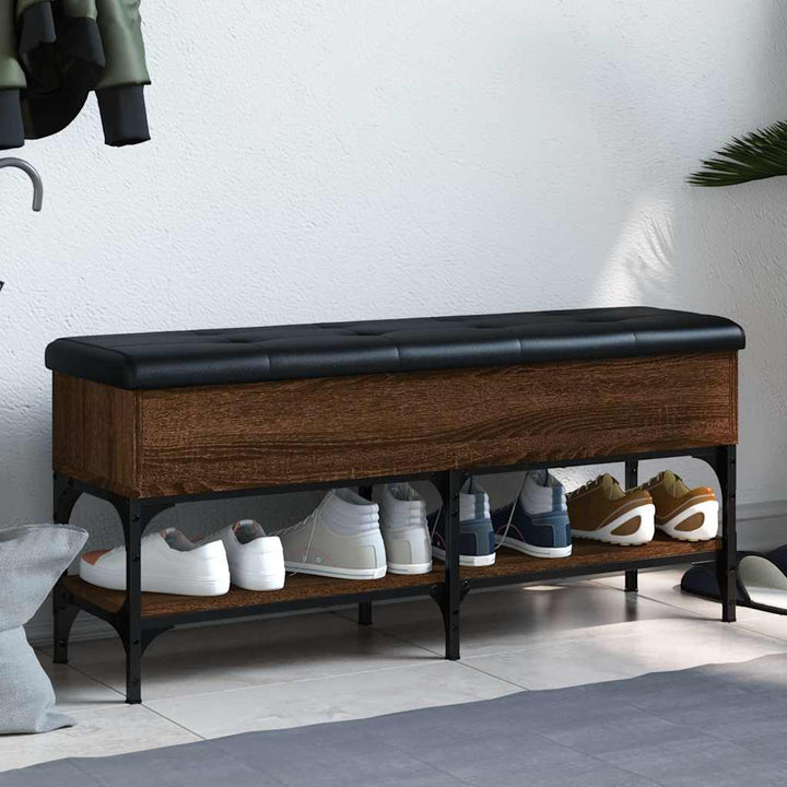 skobænk 102x32x45 cm konstrueret træ brun egetræsfarve