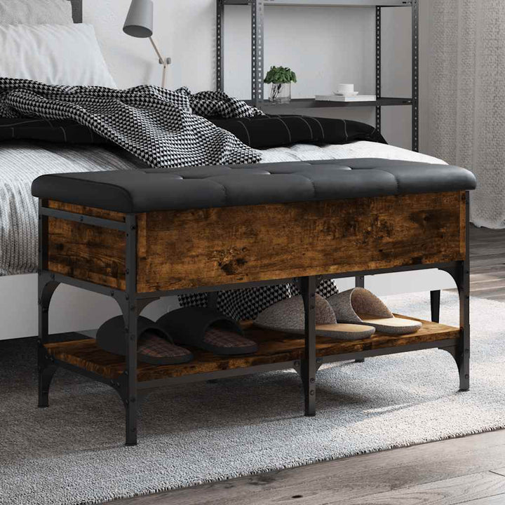 skobænk 82x42x45 cm konstrueret træ røget egetræsfarve