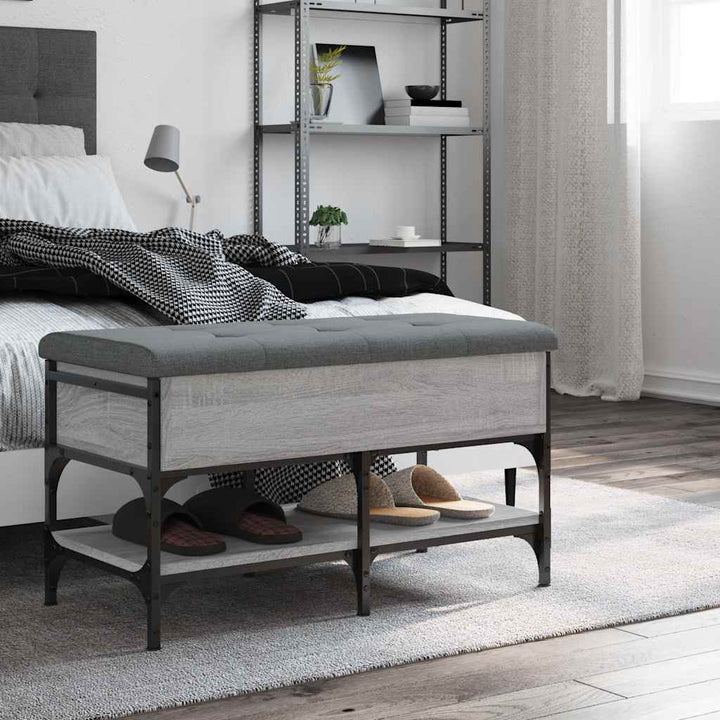 skobænk 82x42x45 cm konstrueret træ grå sonoma-eg