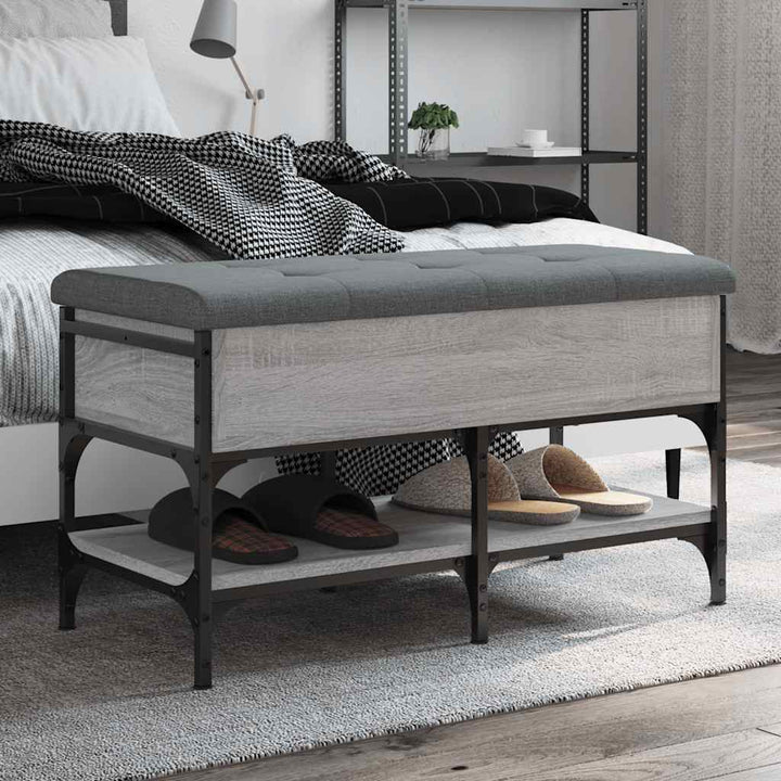skobænk 82x42x45 cm konstrueret træ grå sonoma-eg