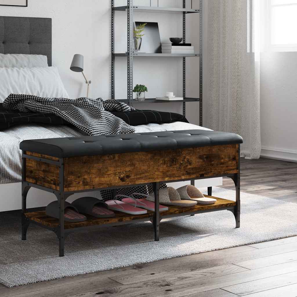 skobænk 102x42x45 cm konstrueret træ røget egetræsfarve