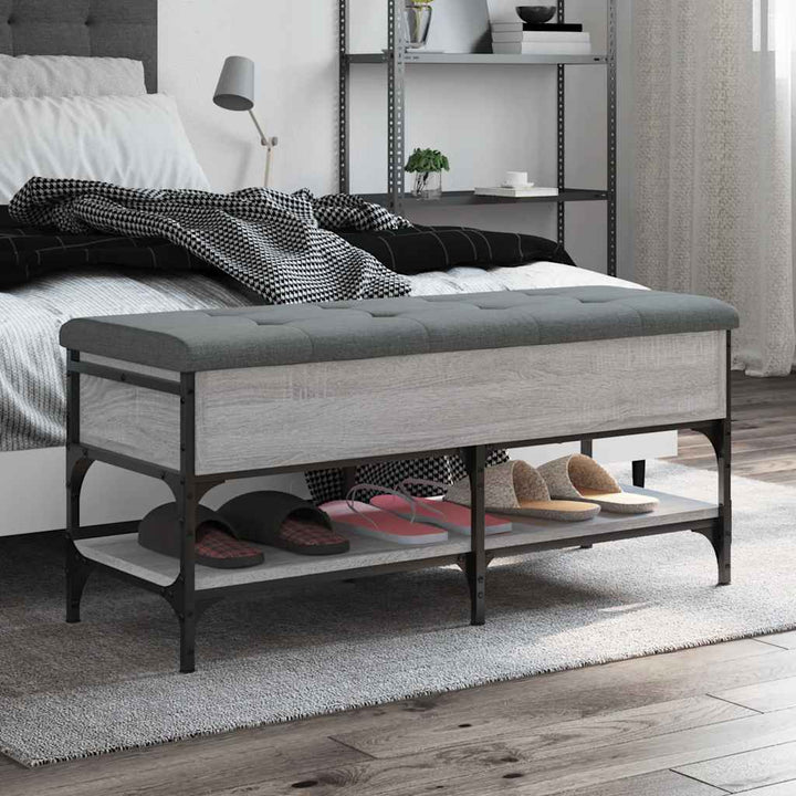 skobænk 102x42x45 cm konstrueret træ grå sonoma-eg