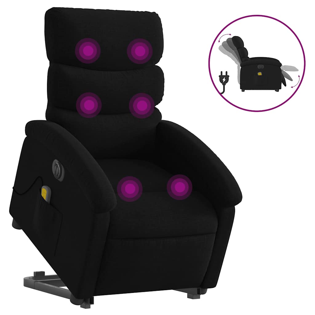 elektrisk massagestol med løftefunktion stof sort