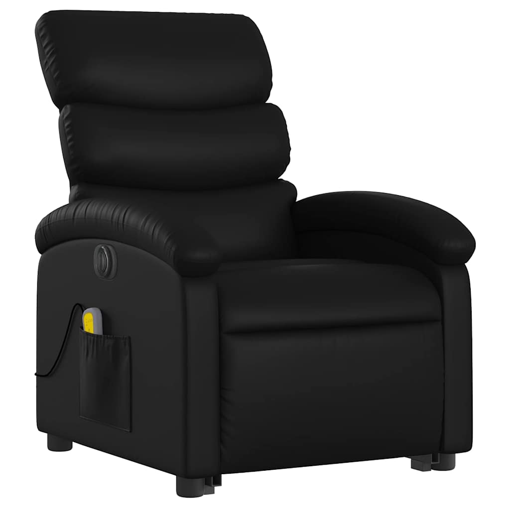 massagestol med løftefunktion kunstlæder sort