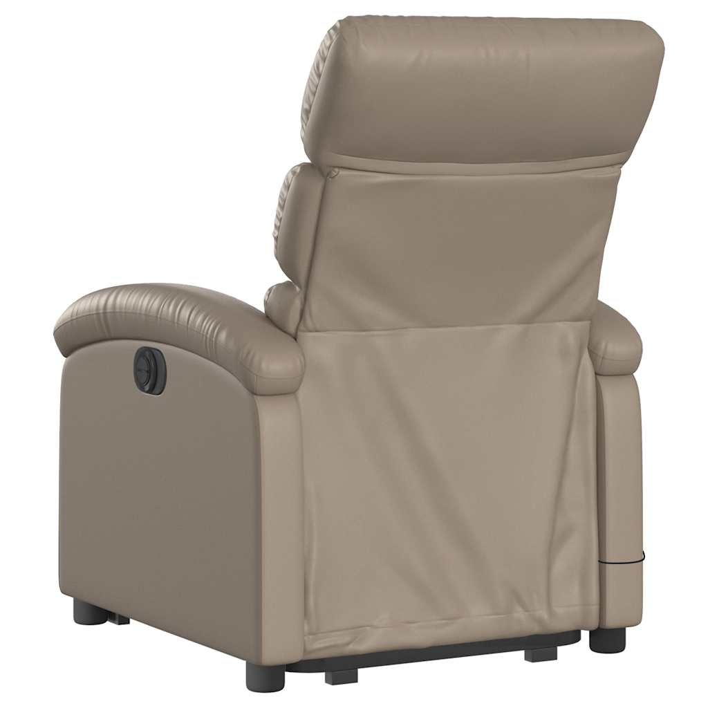 massagestol med løftefunktion kunstlæder cappuccinofarvet