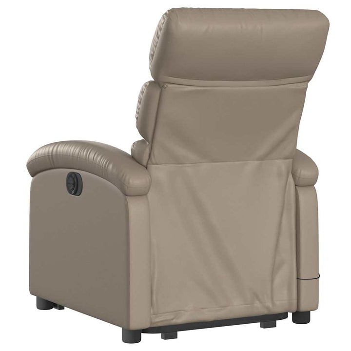 massagestol med løftefunktion kunstlæder cappuccinofarvet