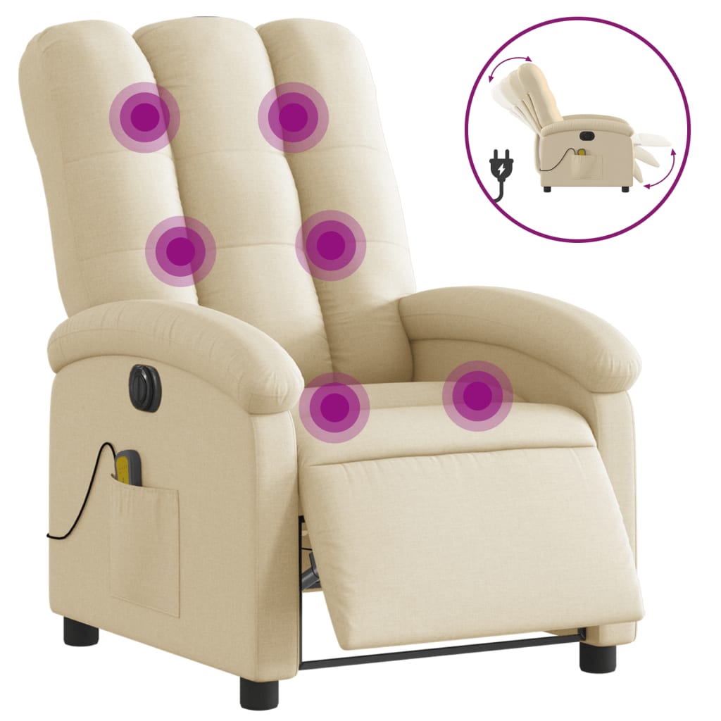 eldrevet massagestol stof cremefarvet