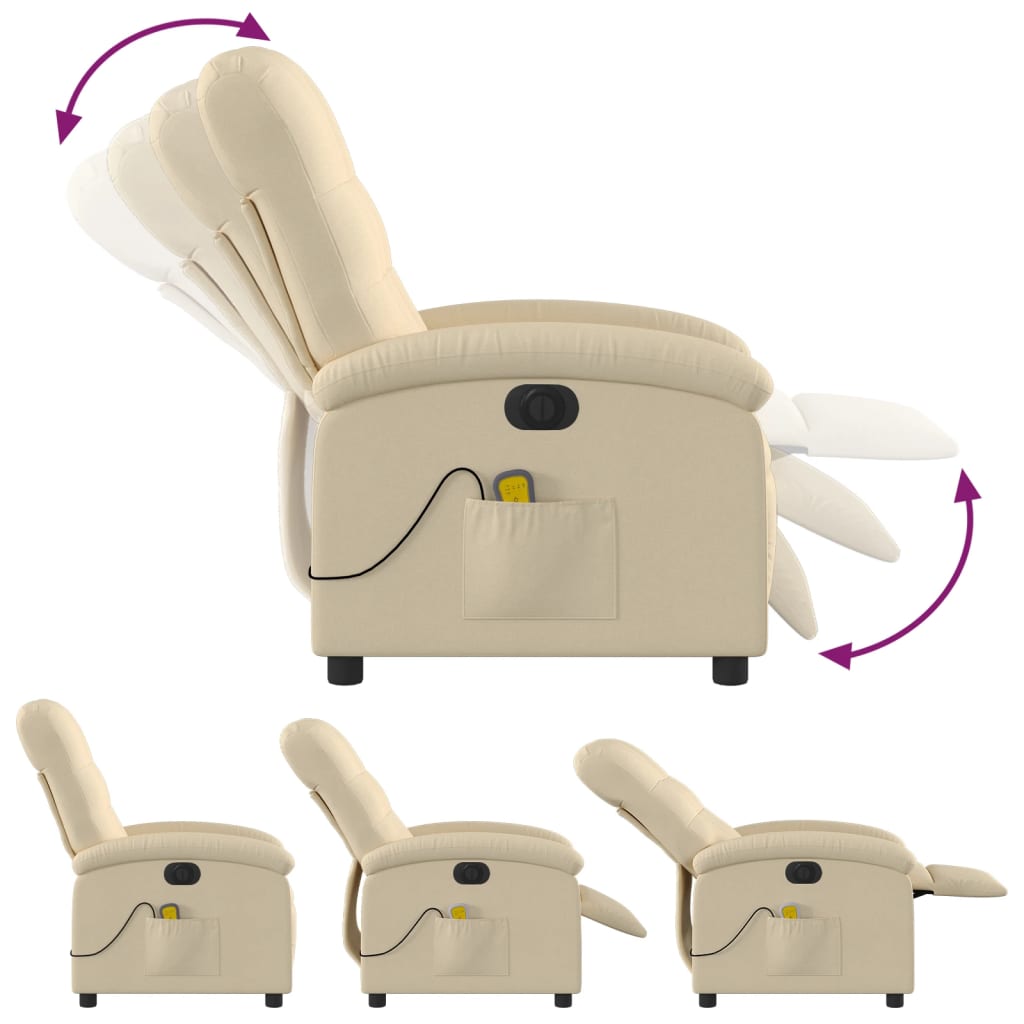 eldrevet massagestol stof cremefarvet
