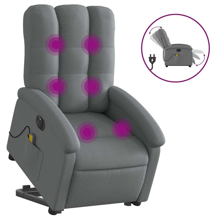 elektrisk massagestol med løftefunktion stof mørkegrå