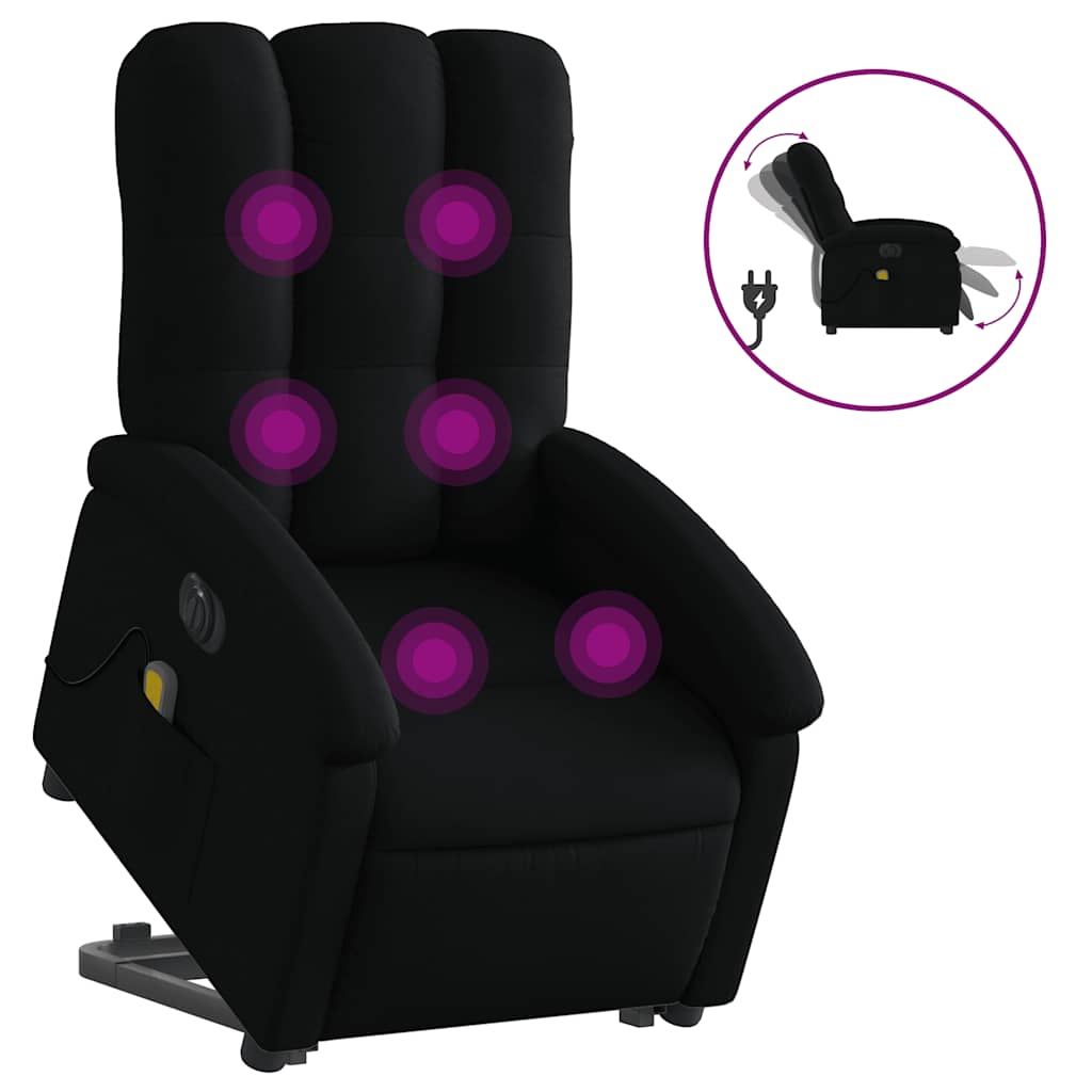 elektrisk massagestol med løftefunktion stof sort