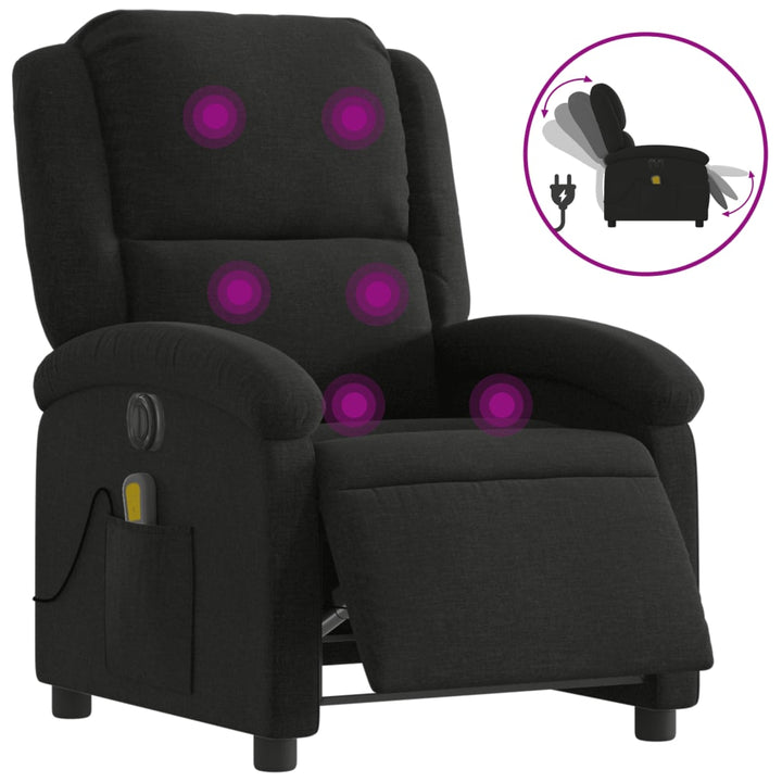 eldrevet massagestol stof sort