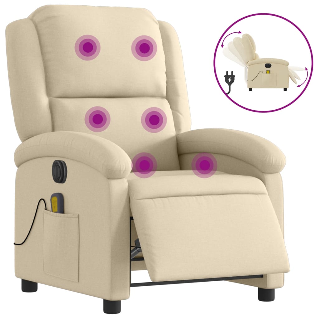 eldrevet massagestol stof cremefarvet