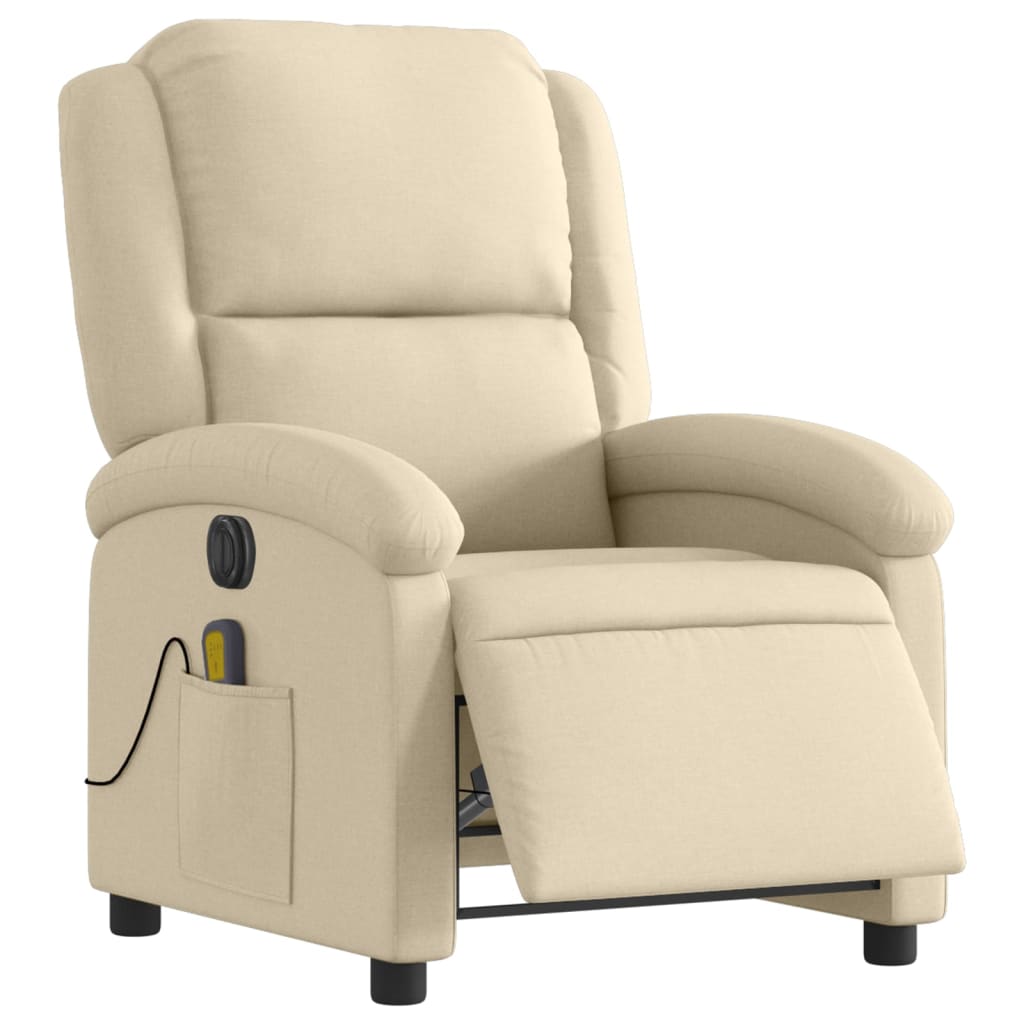eldrevet massagestol stof cremefarvet